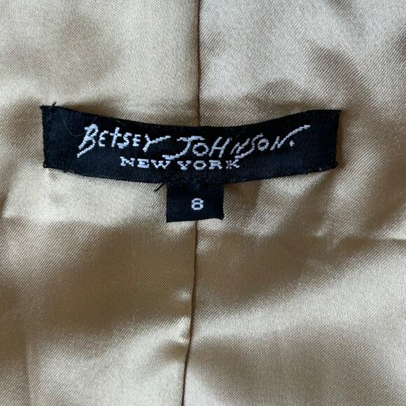 Betsey Johnson Drop Waist Gold Metallic Sleeveless Dress Rhinestone Buttons 8 - Picture 4 of 11